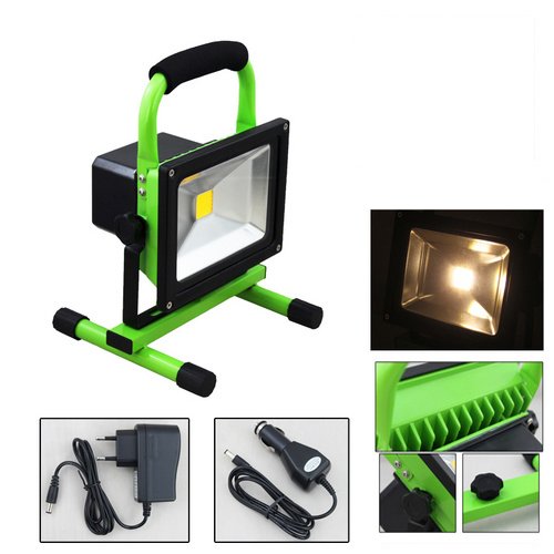VINGO® 30W Akku LED Warmweiß Camping Lampe Strahler IP65 Handlamp mit Ständer Arbeitsleuchte Tragbare Baustrahler Akku Fluter (Grün)