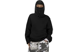 Dasongff Sweat à Capuche Enfant Garçon Zippé Veste Chaude Hoodie Balaclava Cagoule Moto Masque Anti-Vent pour Sports de Plein Air Cagoule de Vélo Automne Hiver Sweat À Manches Longues