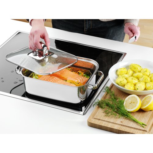 WMF Dampfgarer 35×21,5×10 cm ca. 3,5l WMF Vitalis Compact Glasdeckel mit Thermometer Aroma Garblech Cromargan Edelstahl poliert induktionsgeeignet spülmaschinengeeignet - 6