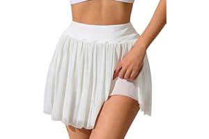 XFSRG Damen Rock Hohe Taille A Linie Skater Rock Minirock Sexy Ruffle Skirt Kurz Faltenrock Stretch Taille Ausgestellte Röcke