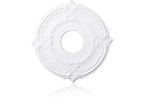 INCREWAY 1Pack Lighting PU Ceiling Medallion Ceiling Cover Plate Ceiling Fan Medallion Home for Light Fixtures Ceiling Light Trim, 12 Inch OD x 3.5 Inch ID