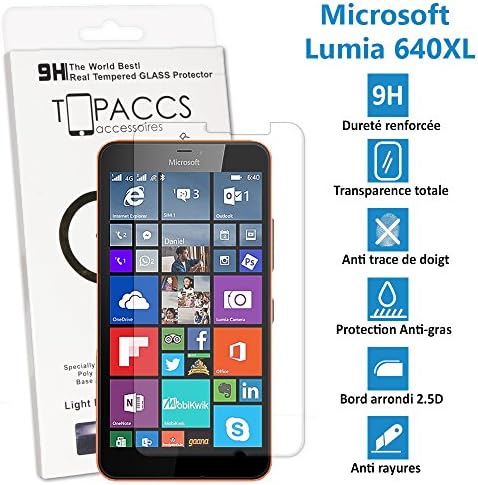 TOPACCS – Microsoft Lumia 640 XL – Real Ultra Durable tempered Glass Screen Protector for Microsoft Lumia 640XL