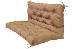 Yuly Bench Pad Cushion,Waterproof Seat Pad with Backrest,2 or 3 Seater Swing Chair Pad,Replacement Seat Mat for Outdoor Indoor Patio Hammock Furniture Recliners(Light Coffe)