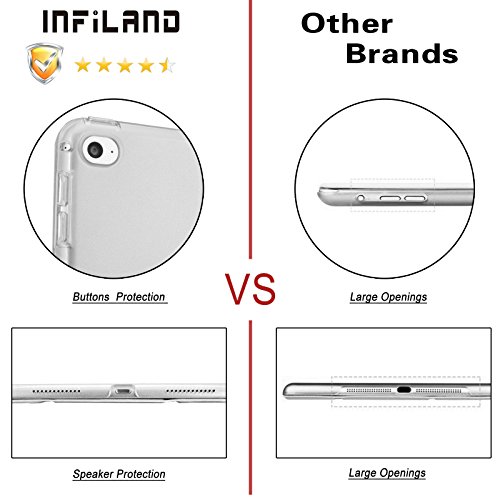 iPad Air 2 / iPad 6 Hülle, Infiland Ultra Dünn Tri-Fold Smart-Muschel PU Leder Ultra Schlank Superleicht Ständer Smart Shell Cover Schutzhülle Etui Tasche für Apple iPad Air 2 (2014 Modell)/ iPad 6(mit Auto Schlaf / Wach Funktion)(Transparent Weiß) - 6