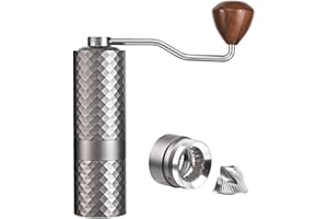 Zuquik Molinillo de Café Manual Cafe, Cuerpo de Aluminio Aeroespacial Gris, Molienda de 5 Ángulos en Acero Inoxidable SUS420, Apto para Espresso, Moka y Prensa Francesa