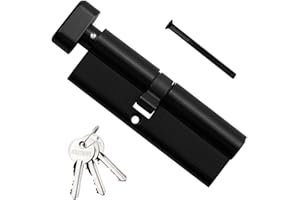 Bwintech 1 pz 40T/50mm Euro Cilindro in Ottone, 90mm Thumbturn/Chiave Barrel Lock con 3 Chiavi Standard in Ottone,Anti-Picking, Anti-drilling, Anti-Snap, Anti-Bumping, Finitura Nera