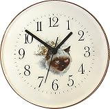 EVIT Artline 070301 Keramik Wanduhr Katze braun Blauäugig Rotrand handgemalt