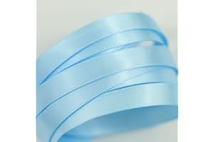 ASHPRINT (LONDON) LIMITED Double Sided Satin Ribbon, 27 Solid Colours, 10 Metre Reel, Fabric Ribbon for Gift Wrapping, Cake, Wedding Party Decoration, Hair Bow, Trimming, Sewing & DIY Craft Projects (10mm Width, Pastel Blue)