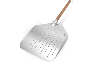 Bosmsaslad Pala Pizza Perforad, Profesional Pala Pizzas Perforada Acero Inoxidable, Soporte Superficie Grande, Fácil Deslizamiento Sobre Piedra Barbacoa Cocinar Pan, Mas Estable, Fácil Almacenar