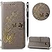 Produktbild WIWJ Schutzhülle für Samsung Galaxy A7 2017 Handyhülle Leather Case für Galaxy A7 2017 Hülle Lederhülle [Heißprägen Prägung Schmetterlinge Ledertasche] Hülle für Samsung Galaxy A7 2017-Grau