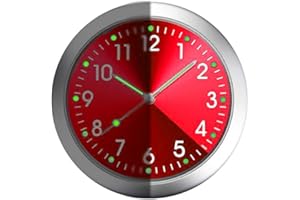 HhBdy Orologio per Auto, Mini Orologio Adesivo Luce Notturna Car Clock Bocchette di Ventilazione a Clip, Decorazione Quadro Strumenti per Decorazione D'intern Casa Ufficio (Rosso)