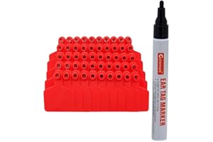 DMBAOD 100pcs cattle ear tag, Blank Ear Tags Livestock Ear Tags Cattle Ear Tags for Goats Sheep Pigs Hogs Cows Cattle Calf Livestock red 100pcs+pen