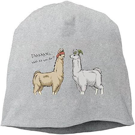Cute Llamas With Hats Beanies Cap For Men Women -  Grey - 