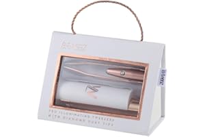 LA-TWEEZ Rose Gold PRO Illuminating Tweezers & Mirrored Carry Case with Diamond Dust Tips