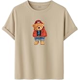 Unisex Ayıcık Baskılı T-Shirt,%100 Pamuk, Kısa Kollu, Yuvarlak Yaka, Oversize Rahat Kesim, Sokak Giyimi