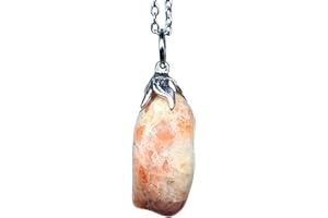 TENET CRIGEMA - Ciondolo pendente con pietra dura vera minerale e catenina in acciaio inossidabile