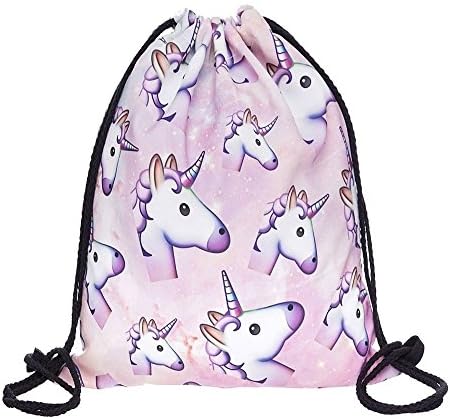 NobleQueen 2017 Beautiful Fashion 3D Printing Backpack Unicorn Pattern Women Drawstring Bag