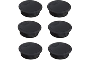 KNOWING 50 mm Cavo passacavo scrivania nero, Passacavo filo, Cavo passacavo in plastica per scrivania per PC, Organizer per fili per coperchio per fori riordinati (6 confezione)