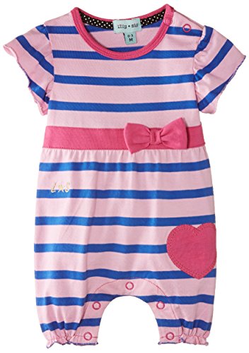 Lilly & Sid Baby-Girls Marshmallow Stripe Romper, Pink, 6-12 Months