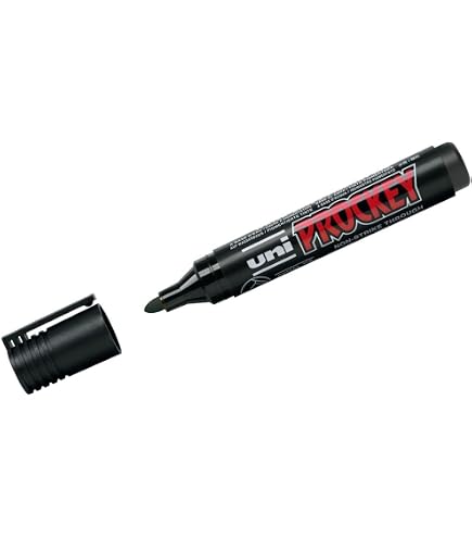 Uni Prockey - UNI-BALL - Uni Mitsubishi Pencil - Marqueur Permanent Inodore PM126 - Multisupport, Base Eau, Sans Odeur - Pointe Biseautée Large 5,7 mm - Emballage Zéro Plastique - Lot de 4 Couleurs
