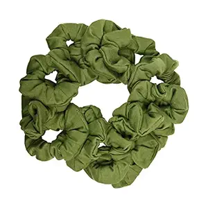 Motique Accessories Olive Green: 12 Pack Solid Hair Ties Scrunchies - Olive