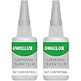 2pcs Uniglue Universal Super Glue - High-Strength Oily Waterproof Adhesive for Plastic, Wood, Ceramics, Metal - Dries in 10s (50g)