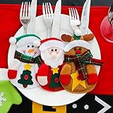 Navidad Decoracion Mesa,Lenfesh 3 Pcs Navidad tenedor Vajilla Bolsillos