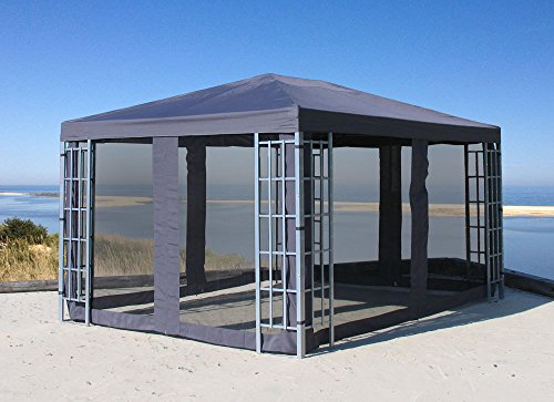 Preisvergleich Produktbild Aluoptik Pavillon 3x4m Anthrazit mit Seitenwandset