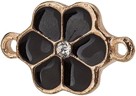 20pc Gold Plated Frame Black Enamel Crystal Beaded Jewelry Link &amp; Connector Charm with 2 Same Sides CA184-2