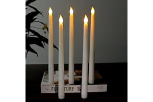 CKDSA Juego de 6 velas LED con llama parpadeante alimentadas por batería, velas de cera real marfil LED para decoración navideña, decoración de habitación, boda y comedor, fiesta