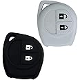 AUTOFRILL 2 Pcs Silicone Car Key Cover for Maruti Suzuki Baleno, Grand Vitara, XL6, Swift, Brezza, Ertiga, Dzire, Celerio, Ciaz, SX4, Ignis, S Cross, Fronx 2 Button Key Cover (Black-Light Grey)