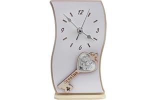 DLM BOMBONIERE DLM-A623 Bomboniera completa di scatola Utile Orologio in legno Linea Cuore bianco e panna albero della vita cm 18x9,5x4 piastra con Albero della vita per Cresima.