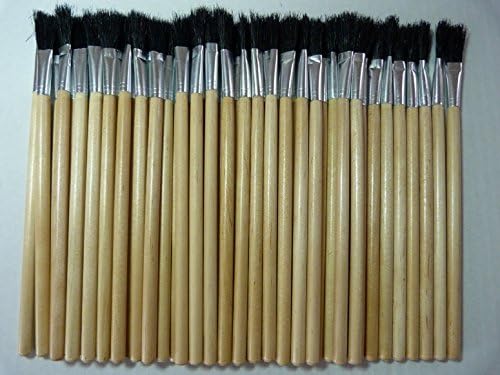 Neish Tools Flux Brushes 12mm Wide, Pack of 50 Natural Bristle Glue Brushes, Ideal for Multiple Craft and Industrial Uses, Multipack Wooden 0.5 Inch Paint Brush, Alloy Steel Ferrule Brushes
