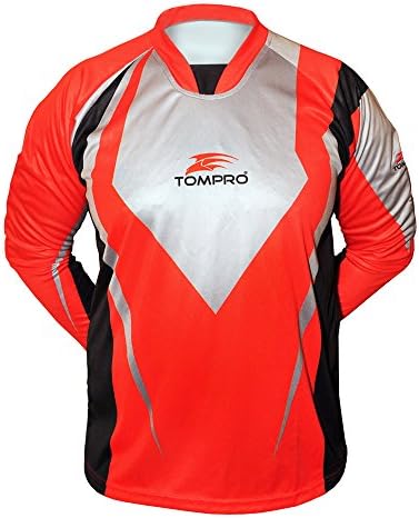 Tompro Spectra Men's Football Soccer Elbow Padding Foam Padded Goalkeeper Goalie Jersey Long Sleeve Shirt Top Red / Silver / Black Adults Size XLarge