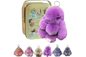EUNMSI Bunnylulu Keychain With Exquisite Box, Bunny Lulu Keychain,Handmade Soft Bunny Pompom Charms,Cute Bunny Keychain for Women,Bunny Keychain Plush