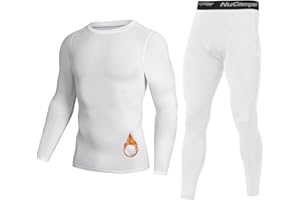 NuCamper Męska Bielizna Termiczna, Bielizna i Funkcyjna Narciarska, Zestaw Bielizny Termoaktywnej, Ciepła Bielizna Termiczna na Zimowa, Pełny Top z Długim Rękawem i Długie Kalesony, Podszewką Polarową