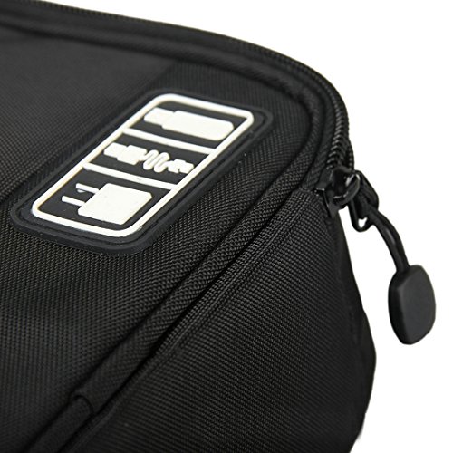 Wrcibo Universal Tragbarer Travel Organizer Electronisches Tasche Case Organisator Reiseorganisator mit Innerer Netztasche für Elektronikzubehör, iPad Mini,USB Kabel ,Speicherkarten (Koffer, Schwarz) - 6