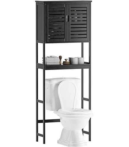 Armadio Per Bagno Sopra Il WC - Legno, 64x25.5x190 Cm, Con 2 Ante E 2 Scomparti Aperti, Bianco - Foto 9