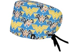 Robin Hat - Cuffia Chirurgica Donna e Uomo, Cuffietta Chirurgica Capelli Lunghi, Cuffie Sala Operatoria Regolabile, Cotone 100%, Sanitarie, Infermiera, Dentista, Taglia Unica, Blue Wonder Woman