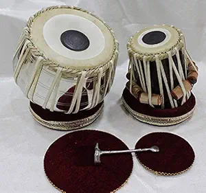 Shri Chamunda Musical Handmade Stainless Steel Tabla Jodi set With Bag,Gaddiset,Hammer And pvc Khitti