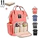 Produktbild Baby Wickelrucksack mit 2 Pcs Kinderwagen-haken und 1 Pcs Wickelunterlage, Multifunktionale Wasserdichte Wickeltasche mit große Kapazität und warme Tasche, Babytasche für Reise (orange)