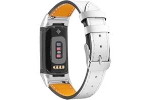 Gimuk Bracelet de rechange réglable en cuir véritable compatible avec Fitbit Charge 6/Charge 5 pour homme et femme, taille S et L