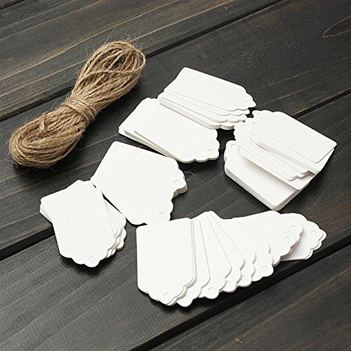 Papieranhänger StillCool 100 x 9 *4.5 cm, Kraftpapier Geschenkanhänger für Hochzeit Geburtstag Geschenke, Gepäck, blanko weiß Preisetiketten Preisschild Schilder Anhänger Kofferanhänger DIY Deko - 5
