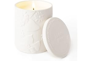 LA JOLIE MUSE Candela profumata sandalo e rosa contro lo stress, cera naturale, 340 g, lunga durata di 70 ore, giara in ceramica con motivo floreale, regalo per Giorno del Ringraziamento e Natale