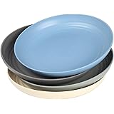 shopwithgreen Weizenfaser Teller | 4er Set Groß Speiseteller, 25.4 cm Weizenstroh Teller, Unzerbrechliche & Robuste Dinner Pl