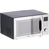 SEVERIN 3-in-1 Microwave, Grill Microwave, Convection and Glass Base, Wide Digital Microwave for Square Plates, Stainless Ste