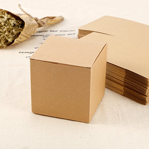 50 x 10*10*10cm Kraftpapier Bonboniere Geschenkbox Geschenkschachtel Kartonage Geschenkverpackung Cupcake Box Aufbewahrungsbox Gastgeschenk Hochzeit Party Tischdeko - 4