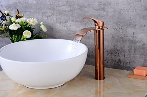 TapsSky Contemporary Centerset Waterfall with Ceramic Valve Single Handle One Hole for Rose Gold , Bathroom Sink Taps