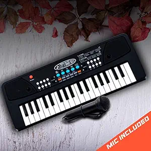 Gesto 37 Key Piano Keyboard Toy with dc Power Option, Recording and mic for Kids,Plastic - 2019 Latest Model - Black (430A1-37 Key)