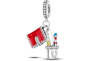 Pandach Ciondolo in Argento Sterling 925 Charm Bead Compatibile con Bracciale e Collane Europei da Donna,Perline Intarsio con Zircone Chiaro, Gioielli per Ragazze Perline Regali